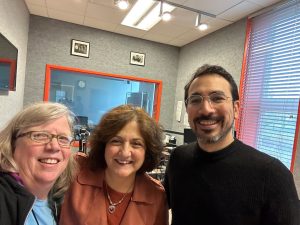 Ida Trebicka (center) and Scott Cuellar (right) in the Classic FM Studios